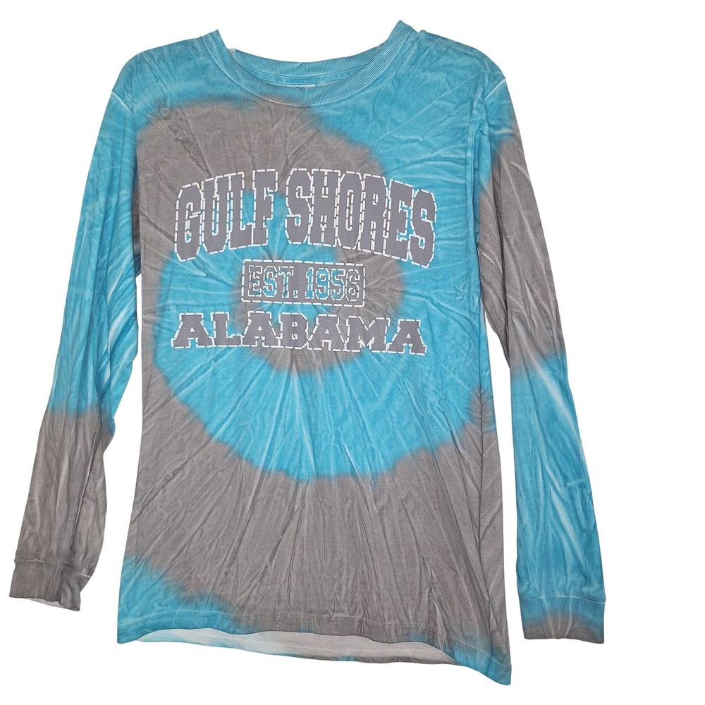 Yazbek Gulf Shores Alabama Tie Dye Long Sleeve T-Shirt‎ Blue Grey Mens Small